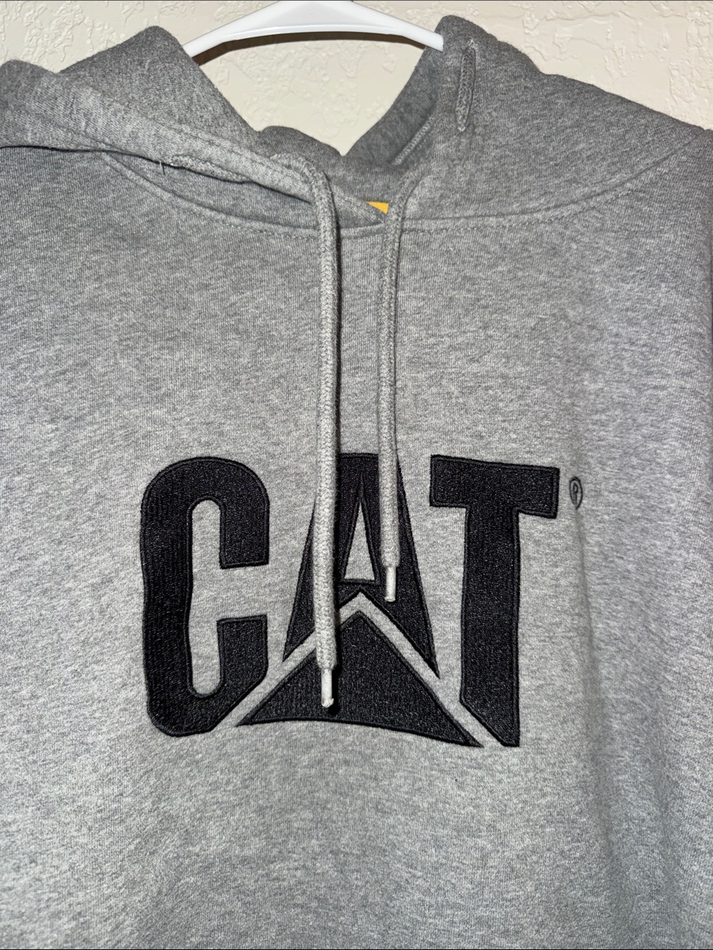 CAT Men's Gray Logo Hoodie - Embroidered Pullover